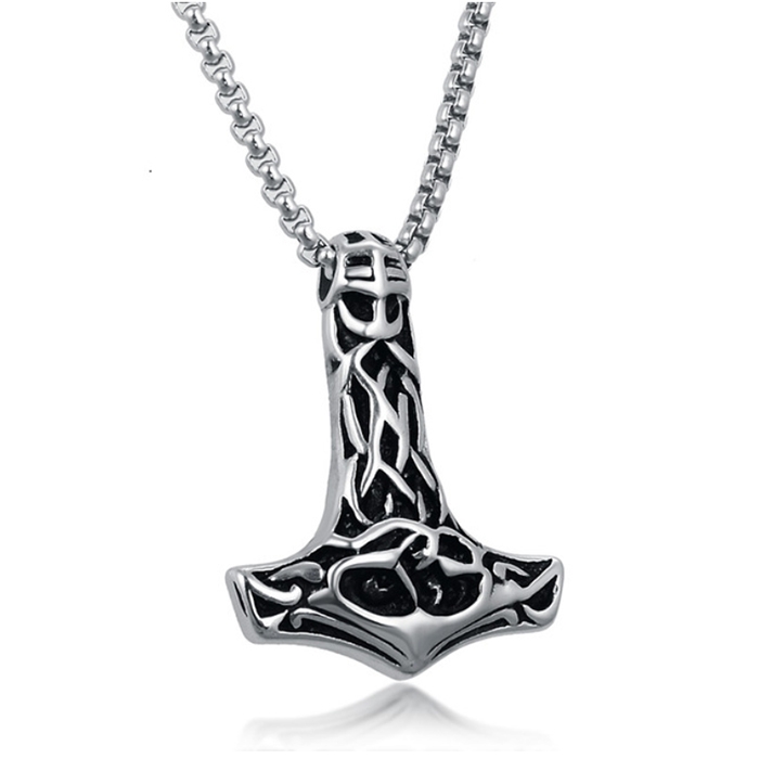 Mendes heren ketting Edelstaal Viking Thors Hamer Zilverkleurig