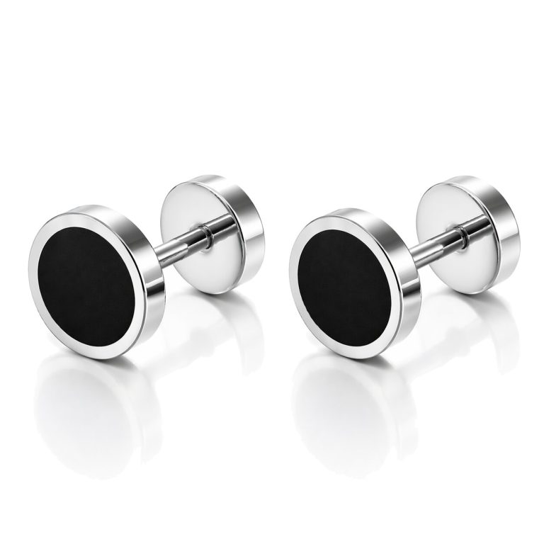 Mendes Heren Oorbellen Zilverkleurig RVS – Fake Plug Studs – Minimalistisch & Stoer – 8mm