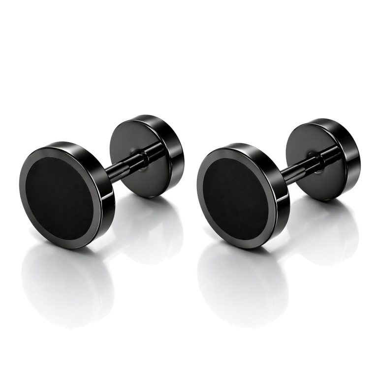 Mendes Heren Oorbellen Zwart RVS – Fake Plug Studs – Minimalistisch & Stoer – 8mm