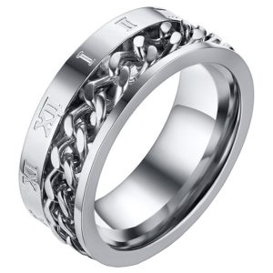 Mendes heren ring Cuban Link Roman Numeral Silver-18mm