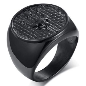 Mendes heren ring Edelstaal Trident Zwart-17mm