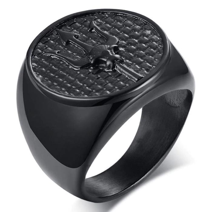 Mendes heren ring Edelstaal Trident Zwart-17mm