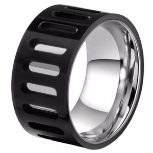 Mendes heren ring edelstaal Zwart met Zilver-19mm