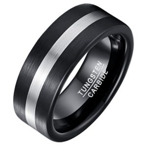Mendes heren ring geborsteld Wolfraamcarbide Zwart Zilverkleurig-21mm