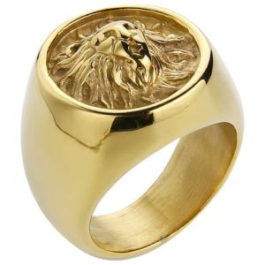 Mendes heren ring Leeuw Edelstaal Goudkleurig-17mm