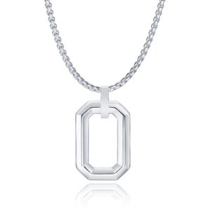 Mendes Herenketting met Minimalistische Geometrische Hanger – Zilver