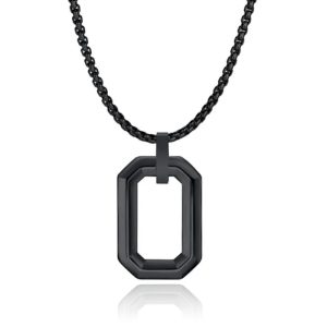 Mendes Herenketting met Minimalistische Geometrische Hanger – Zwart
