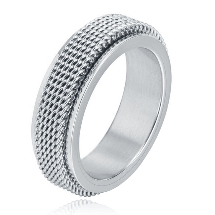 Mendes Jewelry Mesh Ring – Spinner Silver-21.5mm