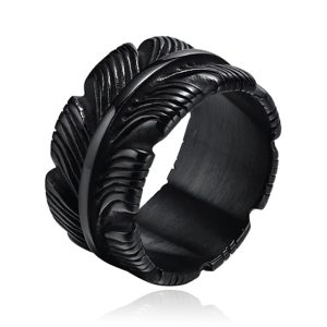 Mendes Jewelry Ring voor Mannen – Veer Zwart-18mm