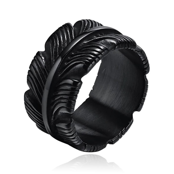 Mendes Jewelry Ring voor Mannen – Veer Zwart-19mm
