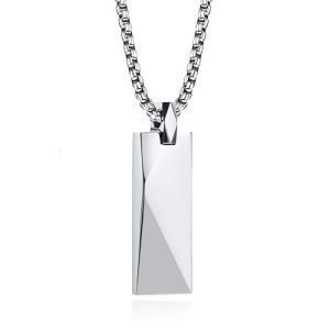 Mendes Ketting met Hanger Geometrisch – Langwerpig Zilver