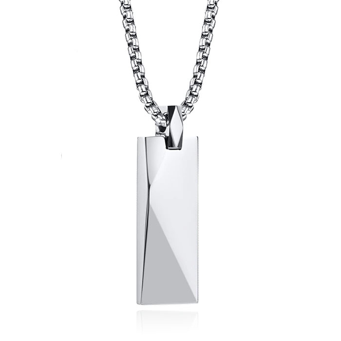 Mendes Ketting met Hanger Geometrisch – Langwerpig Zilver