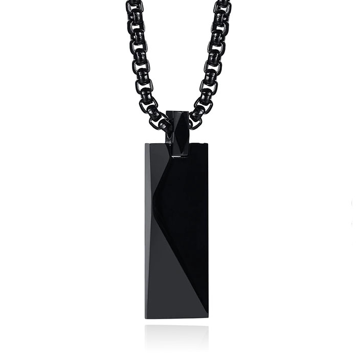 Mendes Ketting met Hanger Geometrisch – Langwerpig Zwart
