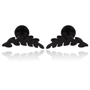 Mendes Leaf Stud oorbellen Black