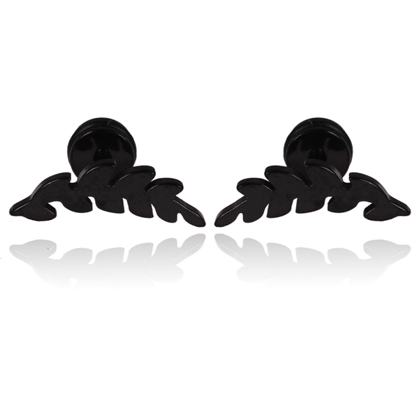 Mendes Leaf Stud oorbellen Black
