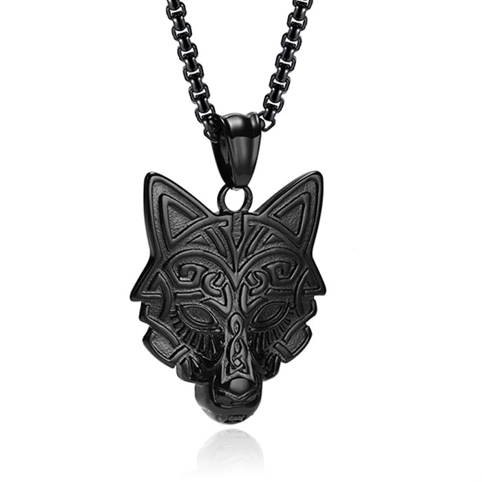 Mendes Nordic Heren Ketting – Rune Wolf Black