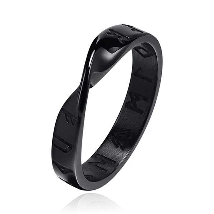Mendes Nordic Heren Ring- Rune Script Black-20mm