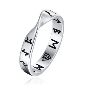 Mendes Nordic Heren Ring- Rune Script Silver-17mm