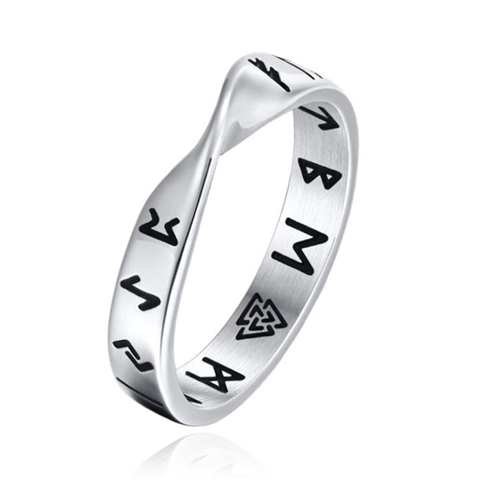 Mendes Nordic Heren Ring- Rune Script Silver-21.5mm