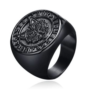 Mendes Nordic Ring – Runic Wolf Black-20mm