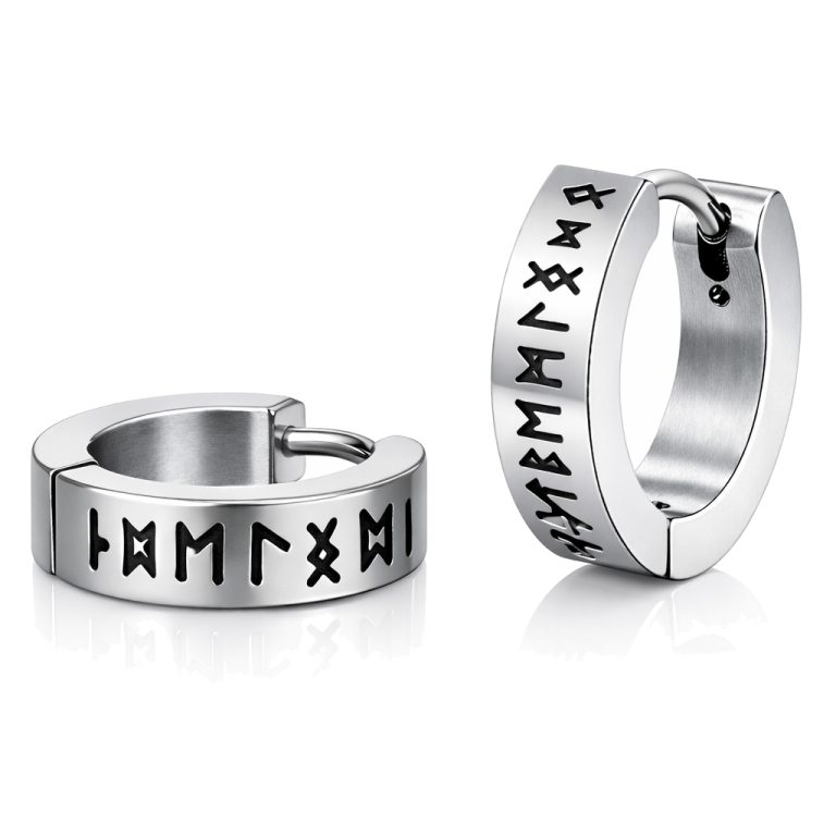 Mendes Rune Script Oorring – Zilverkleurig Viking