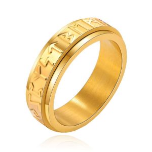Mendes Viking Script Ring – Edelstaal Goud-18mm