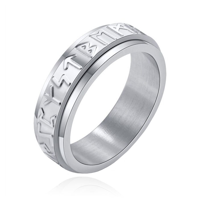 Mendes Viking Script Ring – Edelstaal Zilver-21.5mm