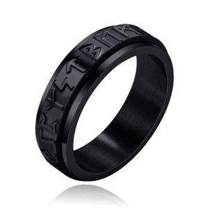 Mendes Viking Script Ring – Edelstaal Zwart-18mm