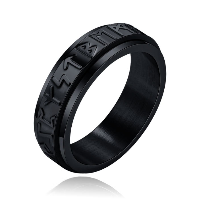 Mendes Viking Script Ring – Edelstaal Zwart-19mm