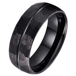 Tom Jaxon wolfraam Ring Facet Groef Mat Zwart-19mm