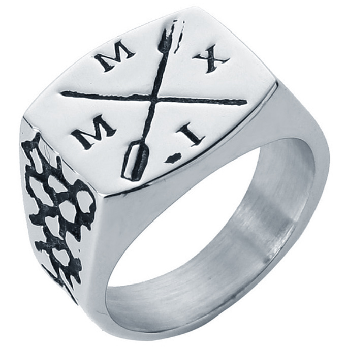 Mendes zegelring Edelstaal Zilverkleurig Arrow-18mm