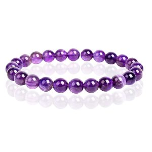 Natuursteen Armband met 8mm Kralen Memphis – Amethyst