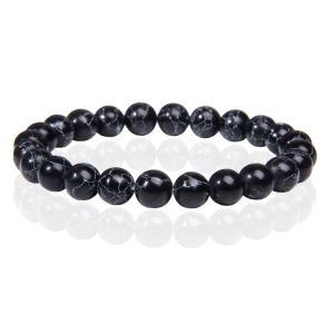Natuursteen Armband met 8mm Kralen Memphis – Black Howlite