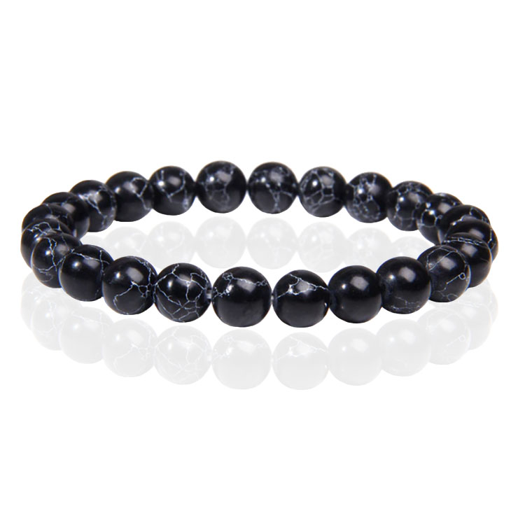 Natuursteen Armband met 8mm Kralen Memphis – Black Howlite