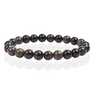 Natuursteen Armband met 8mm Kralen Memphis – Gold Obsidian