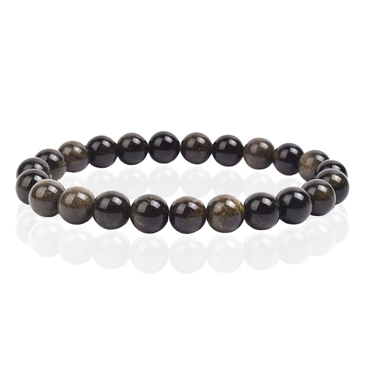 Natuursteen Armband met 8mm Kralen Memphis – Gold Obsidian