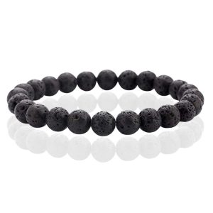 Natuursteen Armband met 8mm Kralen Memphis – Lava