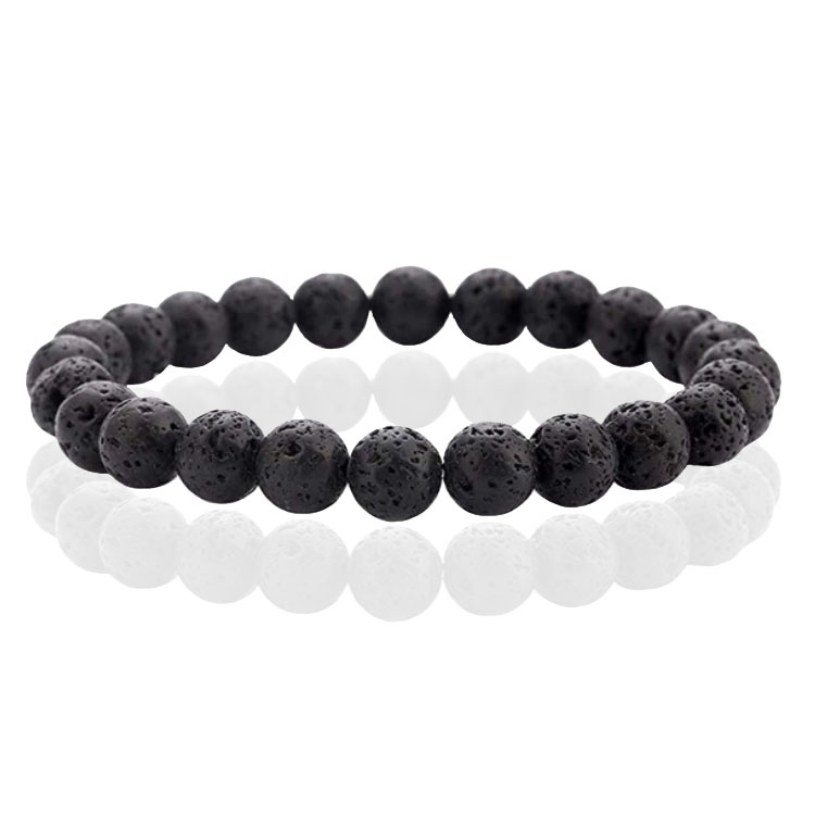 Natuursteen Armband met 8mm Kralen Memphis – Lava