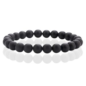 Natuursteen Armband met 8mm Kralen Memphis – Matte Onyx