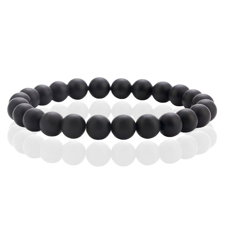 Natuursteen Armband met 8mm Kralen Memphis – Matte Onyx