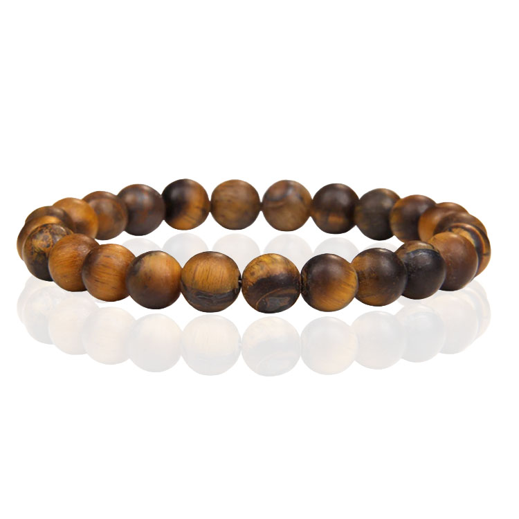 Natuursteen Armband met 8mm Kralen Memphis – Matte Tiger Eye