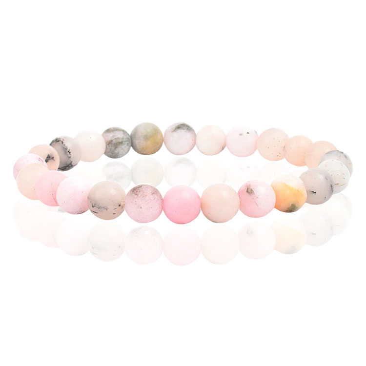 Natuursteen Armband met 8mm Kralen Memphis – Pink Opal
