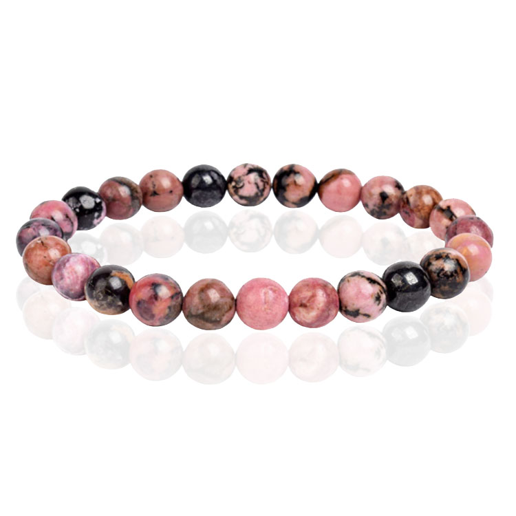 Natuursteen Armband met 8mm Kralen Memphis – Rhodonite