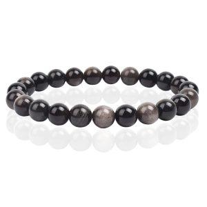 Natuursteen Armband met 8mm Kralen Memphis – Silver Obsidian