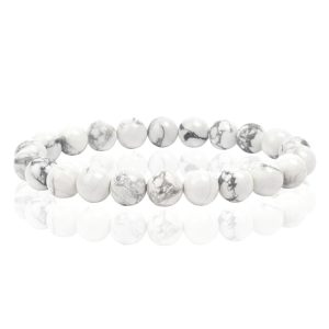 Natuursteen Armband met 8mm Kralen Memphis – White Howlite