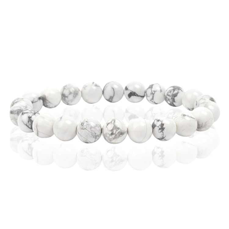 Natuursteen Armband met 8mm Kralen Memphis – White Howlite