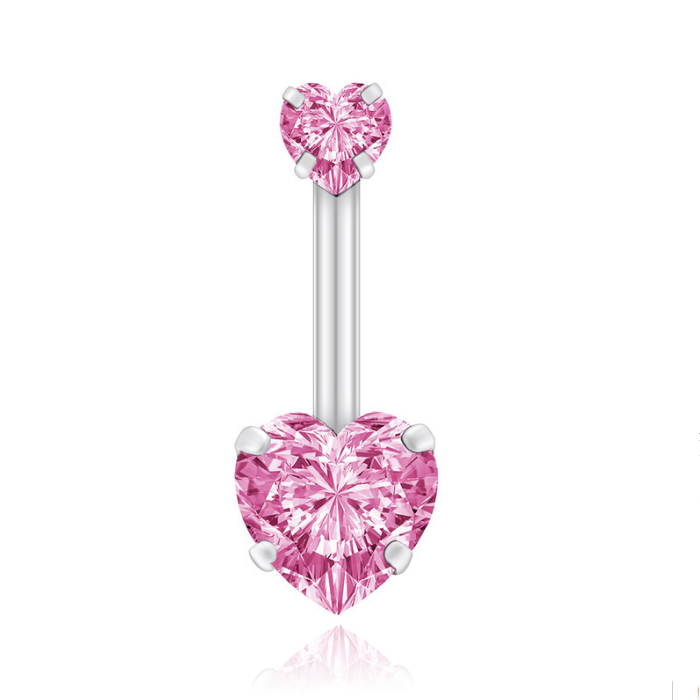 Navelpiercing Edelstaal Double Heart Roze