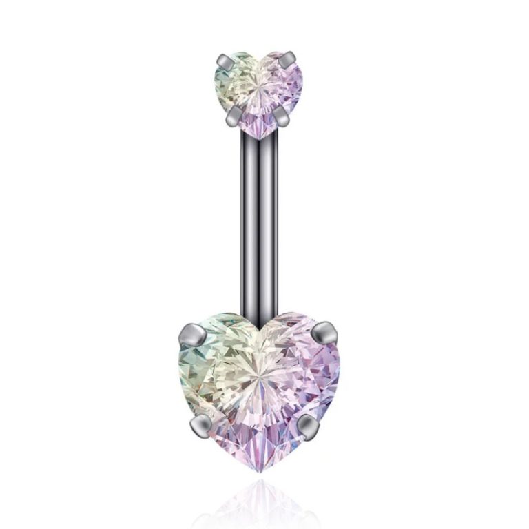 Navelpiercing Edelstaal Double Heart Multi