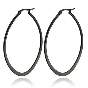 Ovale oorbellen Cilla Jewels Edelstaal Zwart-40mm