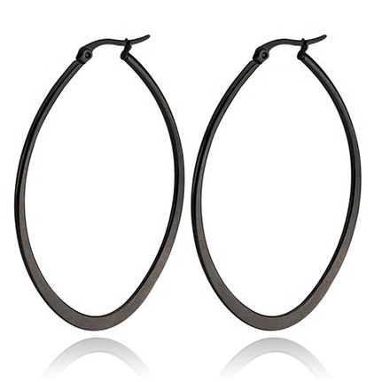 Ovale oorbellen Cilla Jewels Edelstaal Zwart-50mm